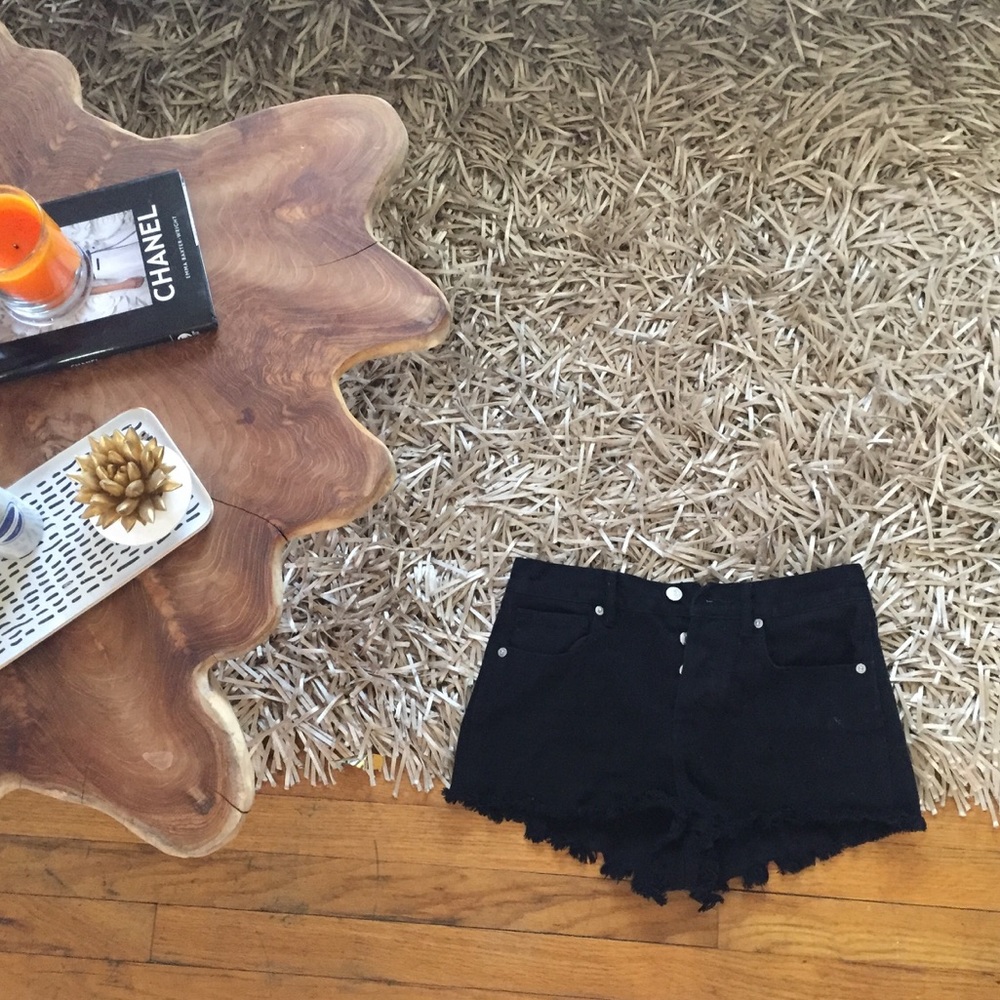 Black high waisted jean shorts